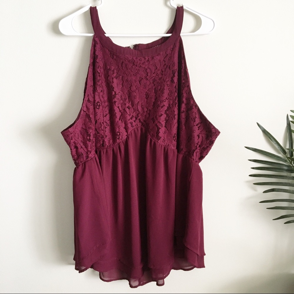 Torrid Burgundy Lace Blouse